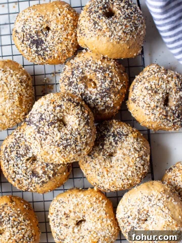 whole wheat sourdough bagels made with freshly milled flour