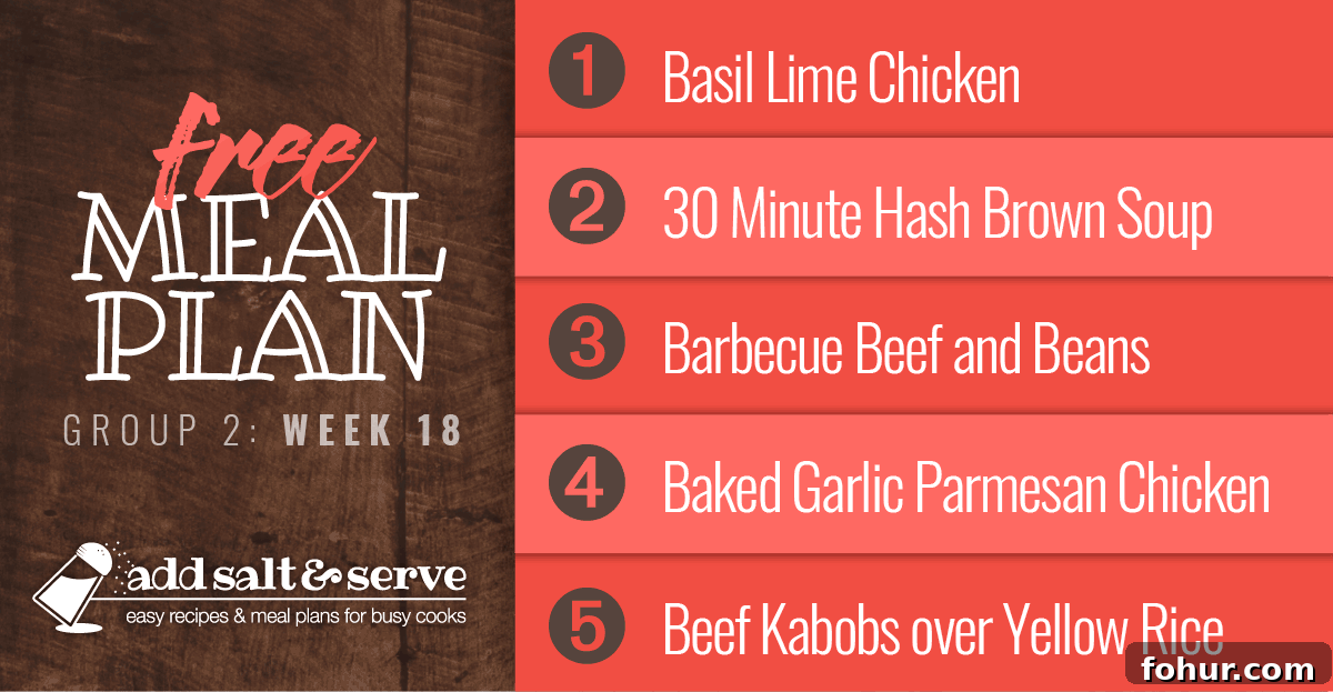 Week 18 Meal Plan for Group 2: Weekly Menu and Recipes 2 List of recipes in meal plan 18 group 2
