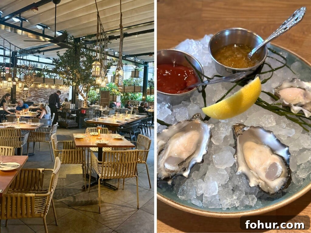 Where to Eat Fresh Seafood in Waikiki: 9 Restaurants 3 Left: Herringbone Waikiki restaurant. Right: Season's best oysters with kimchi mignonette, wasabi cocktail sauce and lemon.