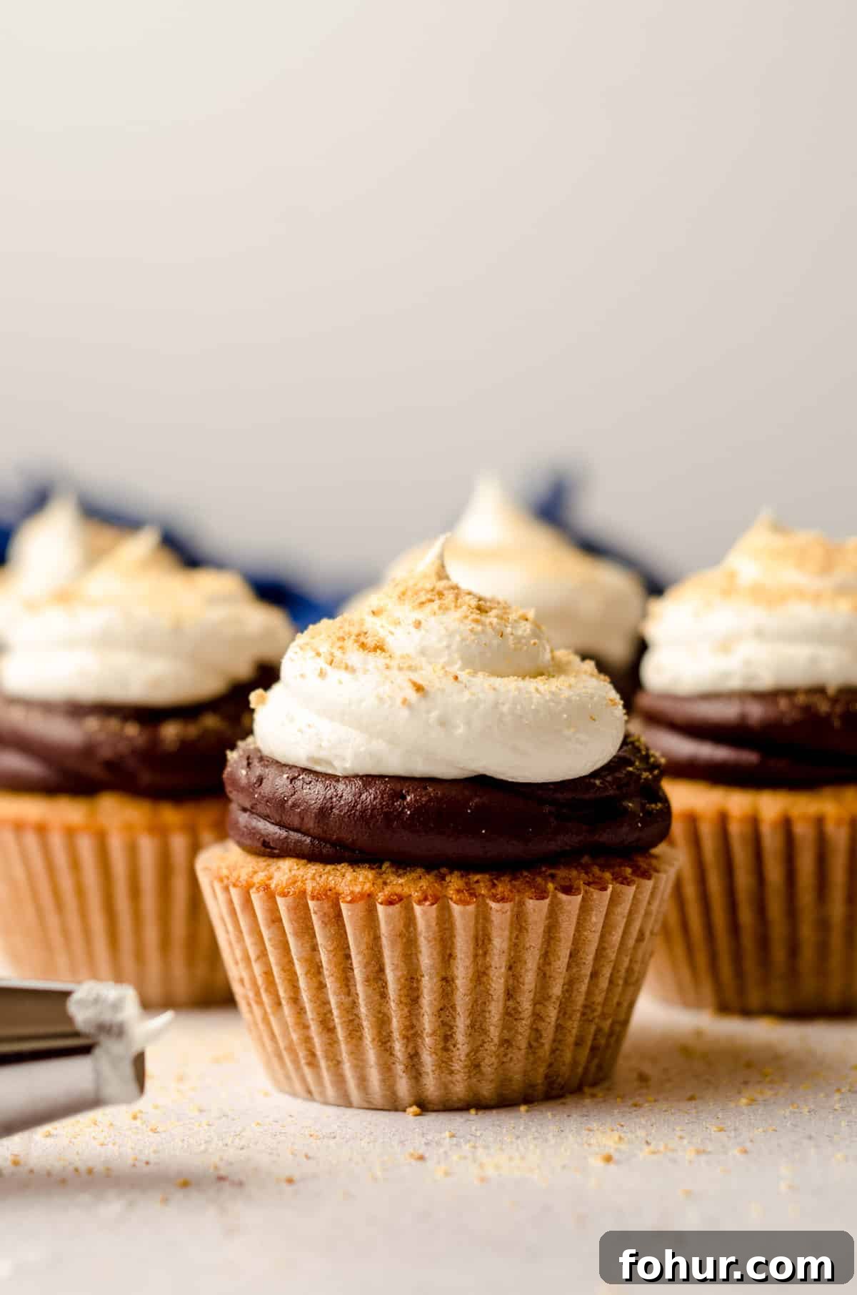 Decadent S'mores Cupcakes with Toasted Marshmallow Frosting 5 s'mores cupcakes