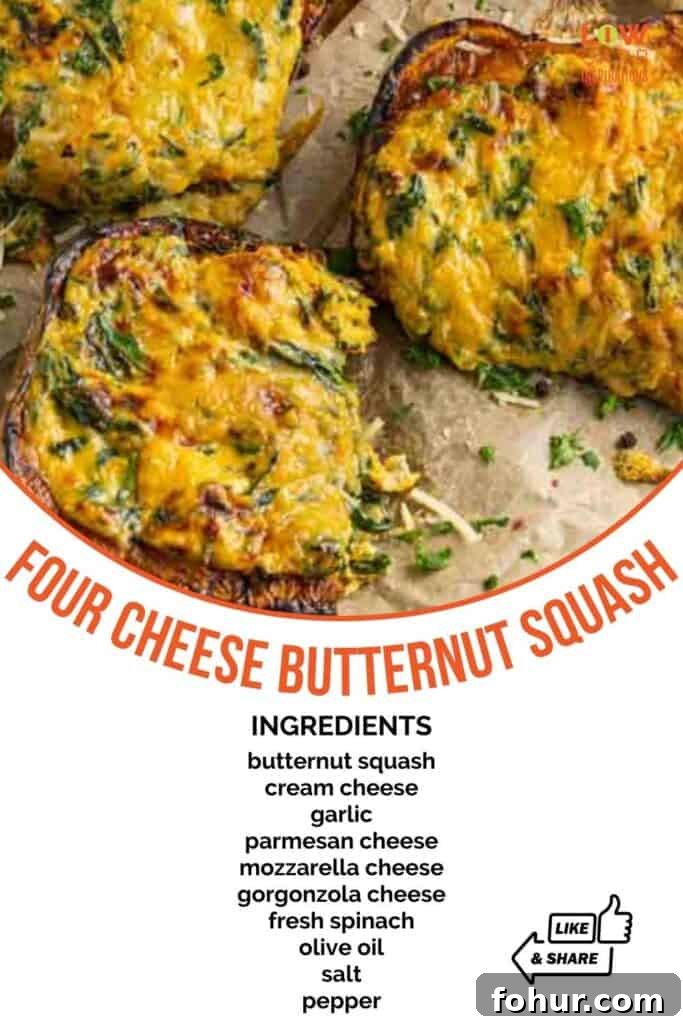 Keto Stuffed Butternut Squash with Four Cheeses 17 Four Cheese Stuffed Butternut Squash