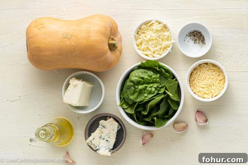 Keto Stuffed Butternut Squash with Four Cheeses 6 Keto Four Cheese Stuffed Butternut Squash