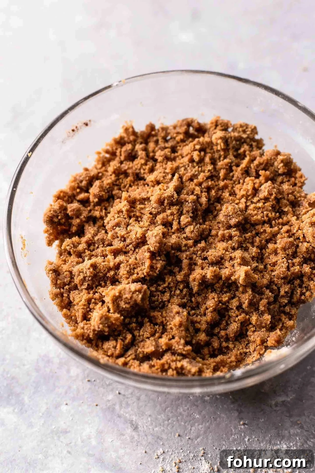 actual coffee coffee cake streusel center swirl and topping mixture in bowl