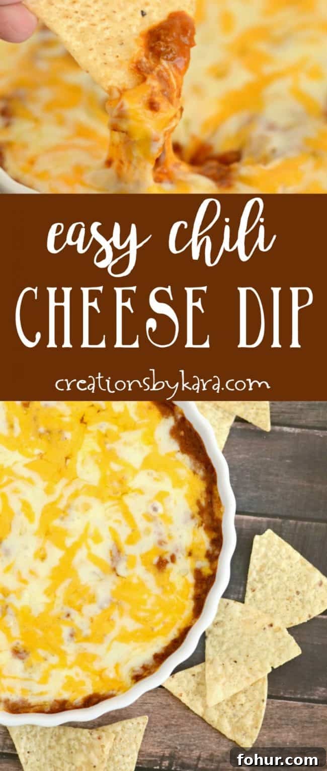 Need an appetizer in a hurry? This easy Chili Cheese Dip is always a crowd pleaser! easy chili cheese dip recipe collage