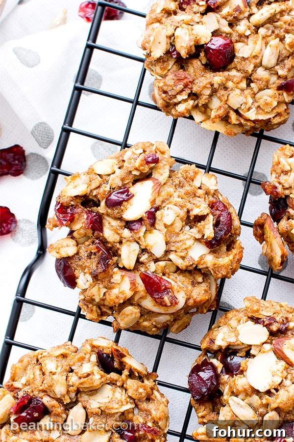 Gluten-Free Trail Mix Cookies: Vegan and Dairy-Free 6 Gluten Free Trail Mix Cookies (V+GF): an easy recipe for chewy and satisfying protein-packed trail mix cookies, full of fruits, seeds and nuts. #Vegan #GlutenFree #DairyFree | BeamingBaker.com