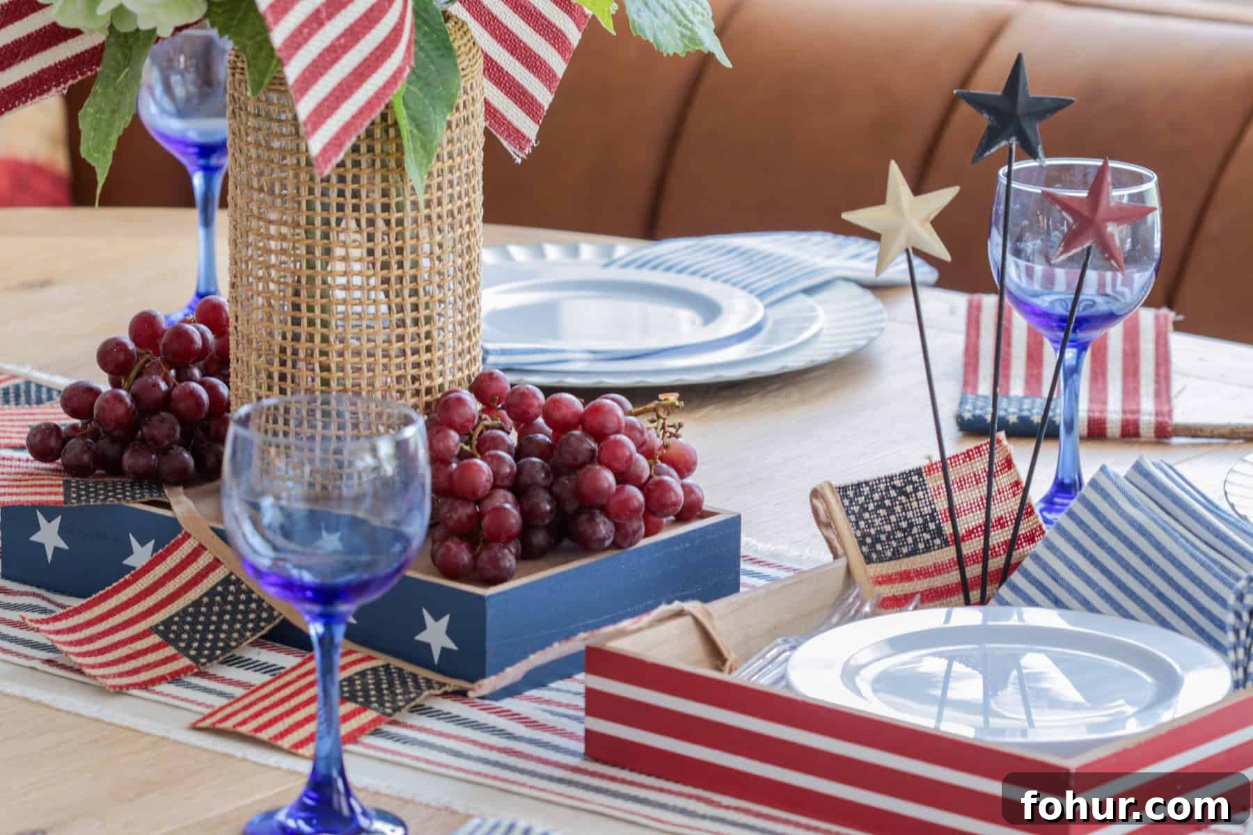 4th of July Tablescape Ideas for Festive Patriotic Decor 2 Red white and blue tablescape decor.
