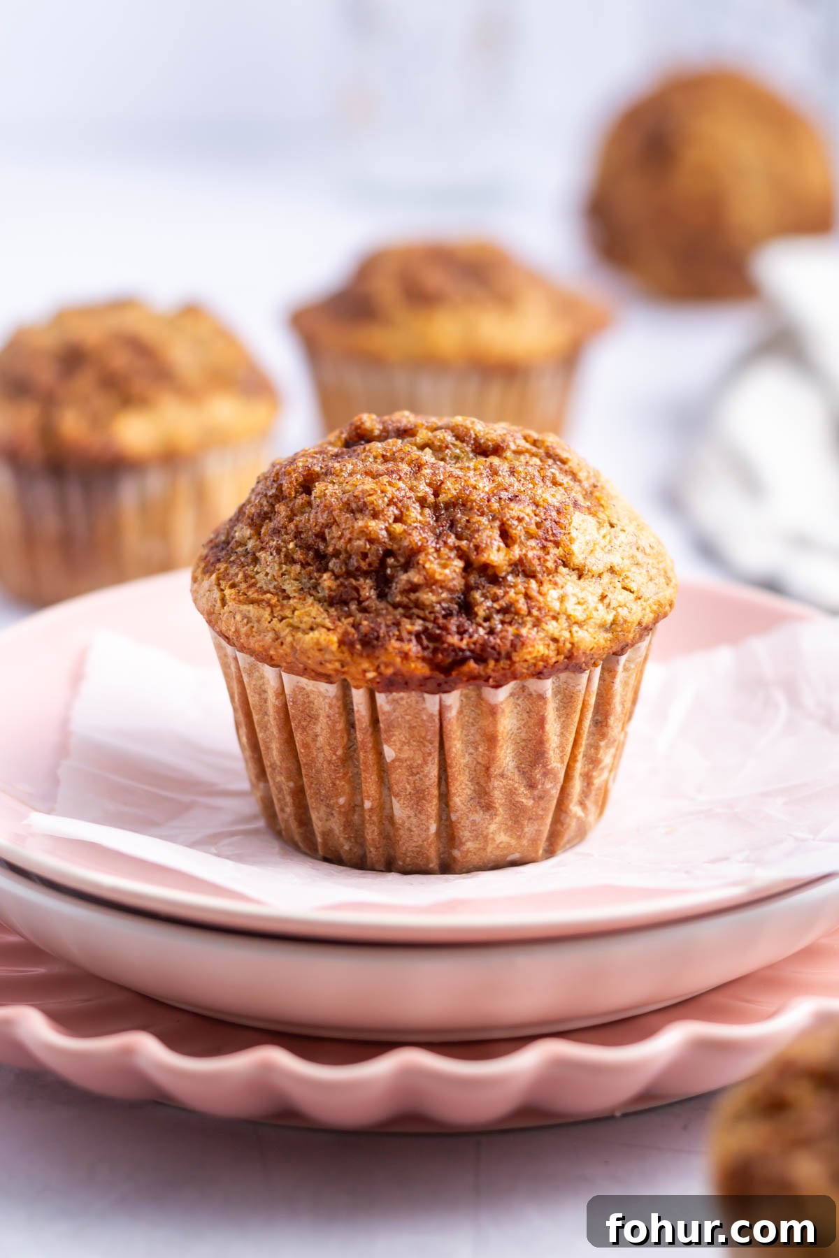 Small-Batch Banana Muffins Recipe (Makes 6) 7 small batch banana muffin on a plate