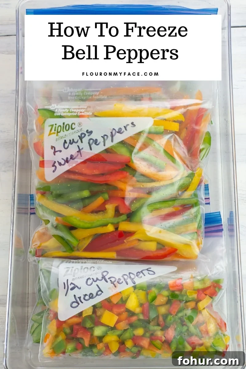 February Seasonal Produce: What Is Fresh Now 4 bell peppers in freezer bags to freeze