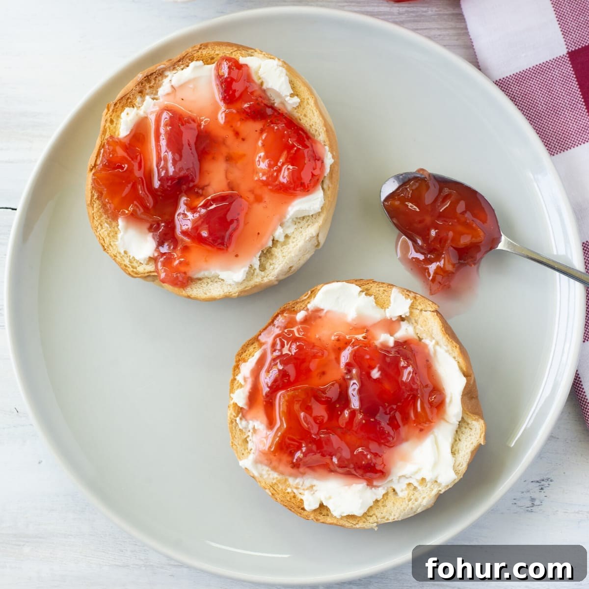 February Seasonal Produce: What Is Fresh Now 6 Homemade Carambola Strawberry Jam spread over a toasted bagel with cream cheese