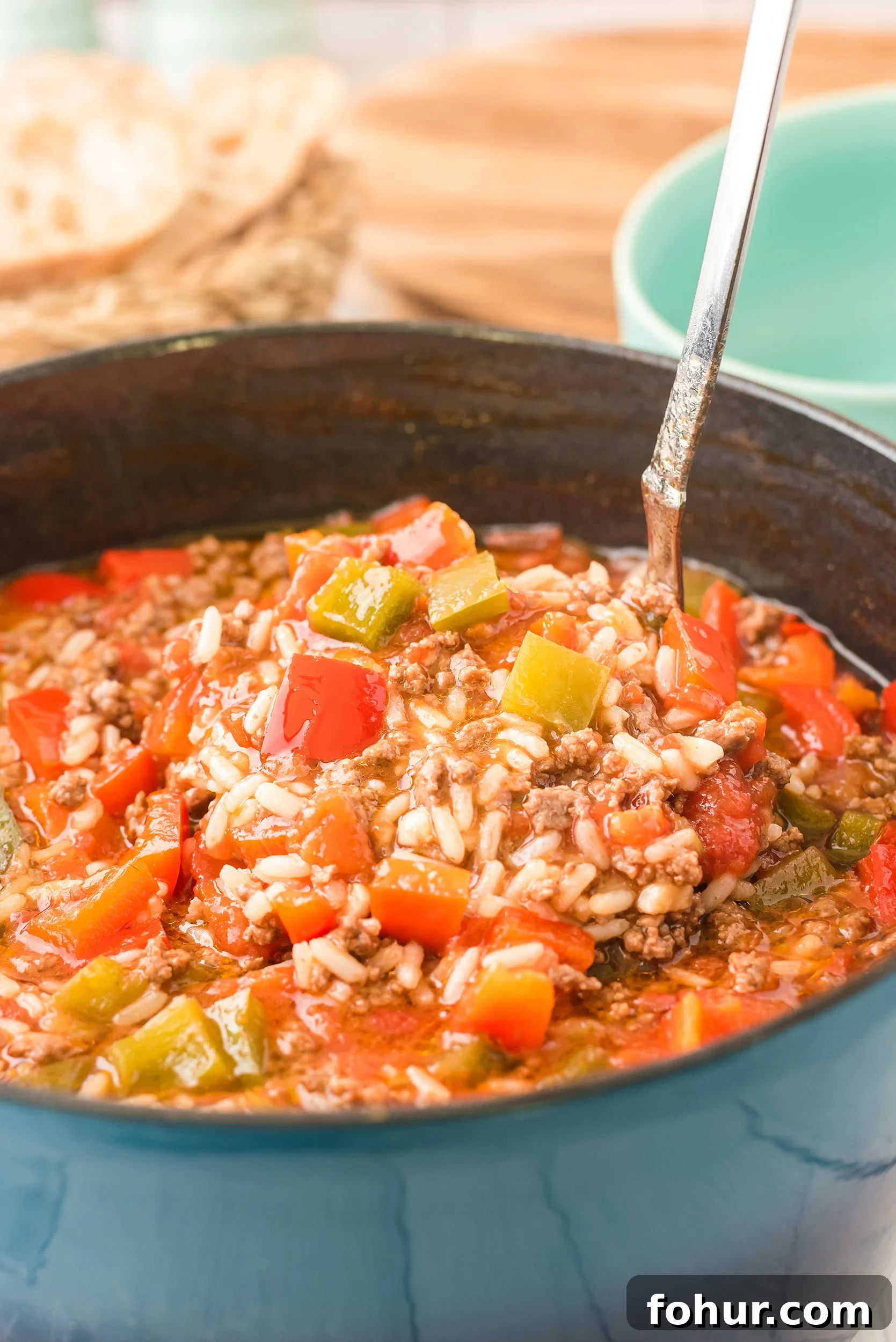 Stuffed Pepper Soup Recipe That Warms the Soul 6 soup ladle full of stuffed pepper soup