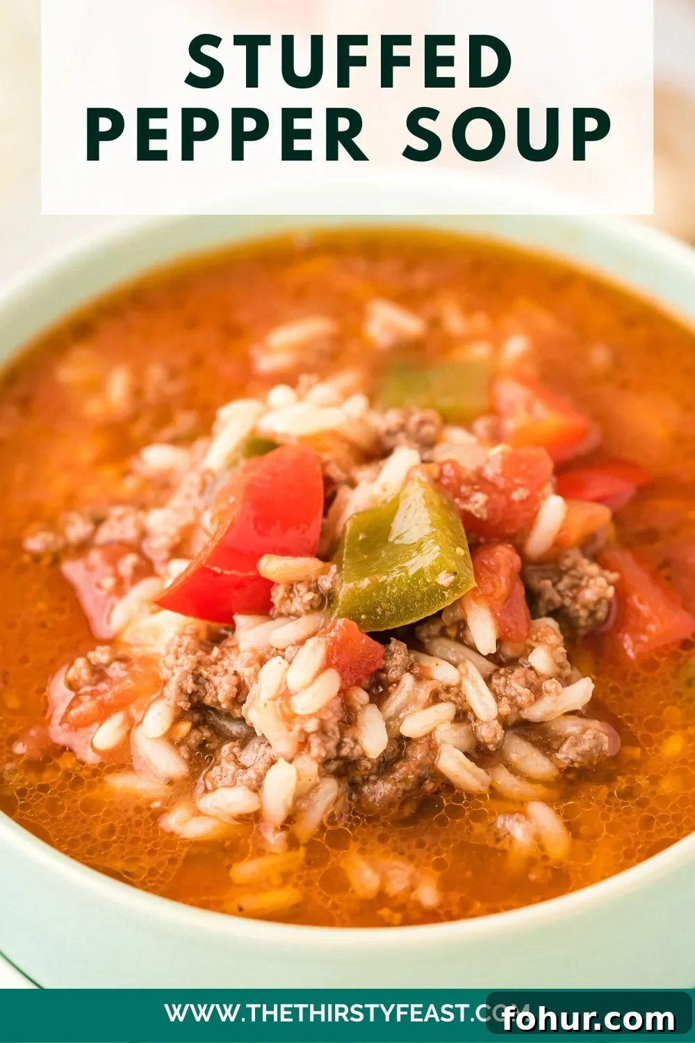 Stuffed Pepper Soup Recipe That Warms the Soul 10 pinterest image for stuffed pepper soup