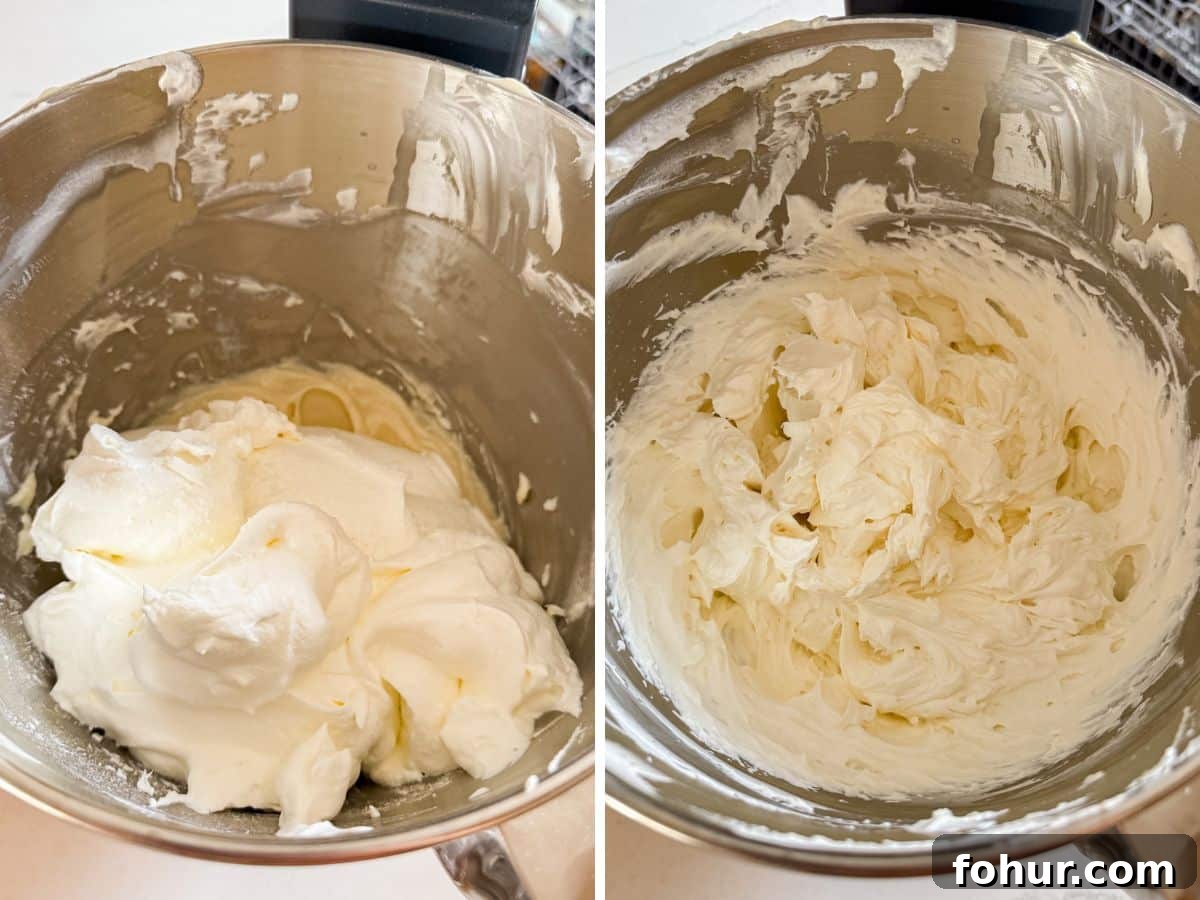 Cherry Cream Cheese Pie Recipe 7 Whipped cream added to the cream cheese mixture and then all of it mixed together.
