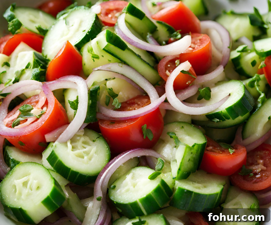 Cucumber, onion, tomato salad