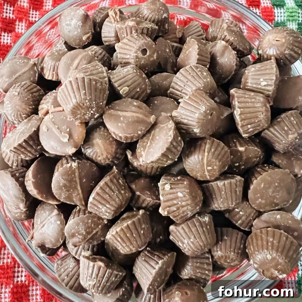 Chocolate Chip Cookies with Peanut Butter Cups, Sea Salt and Nuts 3 Bowl of mini milk chocolate peanut butter cups.