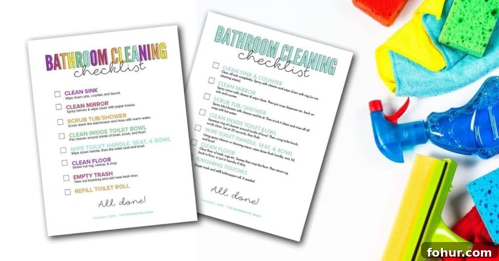 DIY Bathroom Cleaning Kit for Kids: What to Pack 4 free printable bathroom cleaning checklist for kids