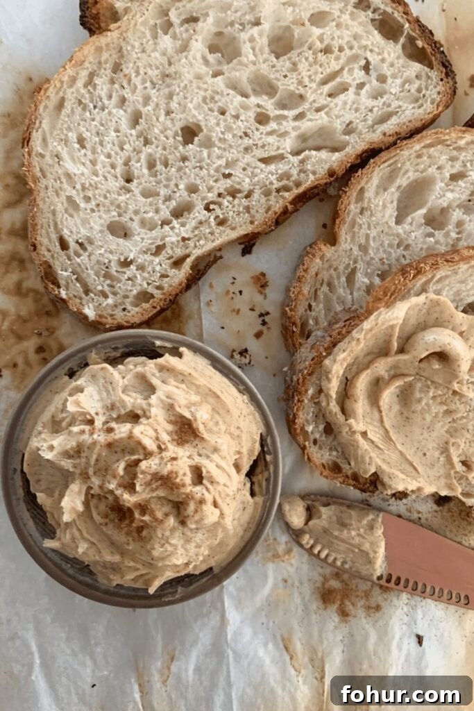 Honey Cinnamon Whipped Butter Recipe for Toasts and Pancakes 3 Sweet topping for sourdough bread