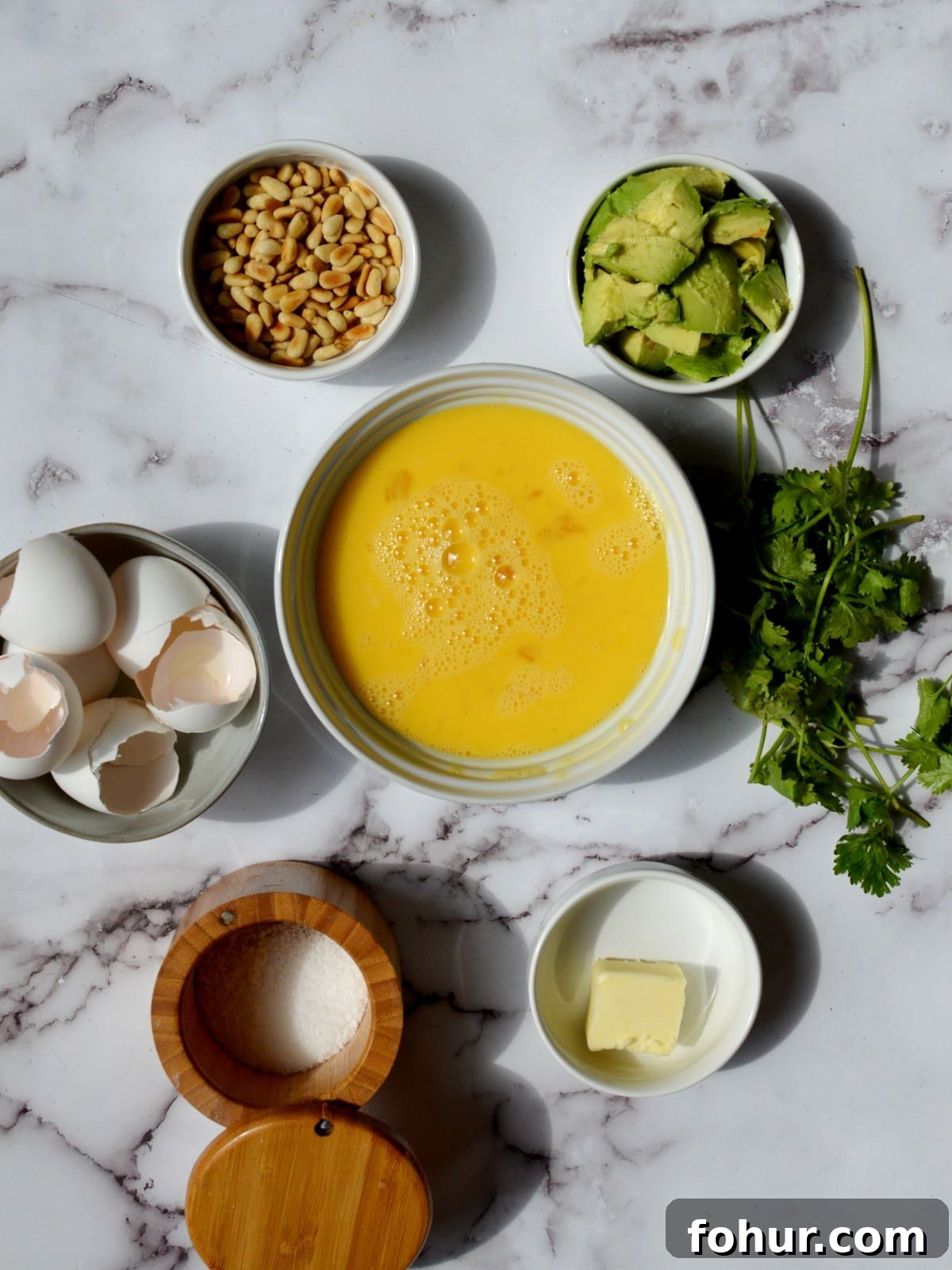 Creamy Avocado Scrambled Eggs with Toasted Pine Nuts 3 ingredients for avocado scrambled eggs