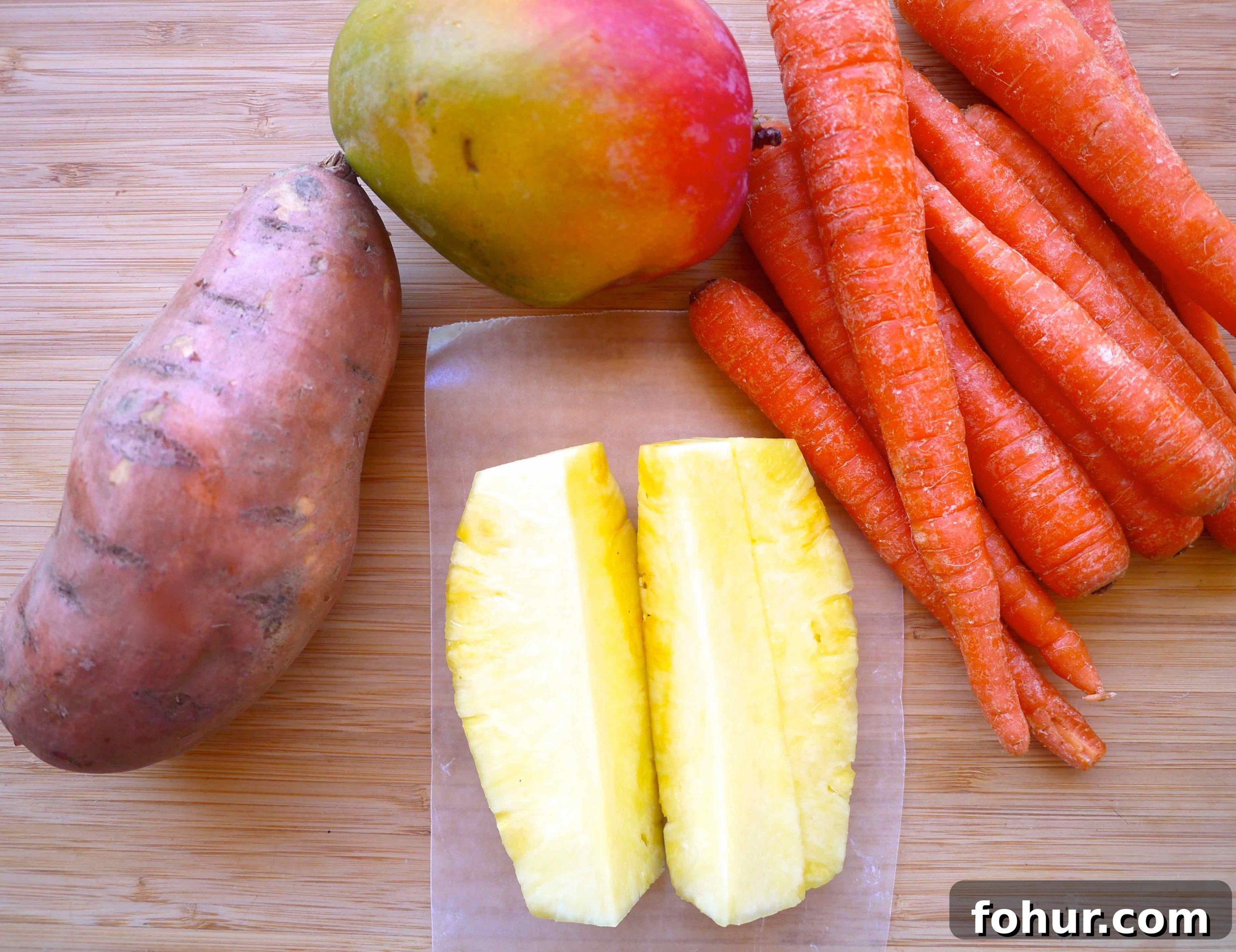 Carrot, Mango & Sweet Potato Juice Rich in Beta-Carotene 2 Ingredients needed to make Beta-Carotene Carrot Mango Sweet Potato Juice.