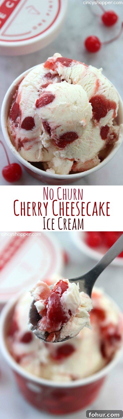 No-Churn Cherry Cheesecake Ice Cream Recipe 10 No Churn Cherry Cheesecake Ice Cream- Simple homemade cheesecake ice cream loaded with lots of cherries. So easy!