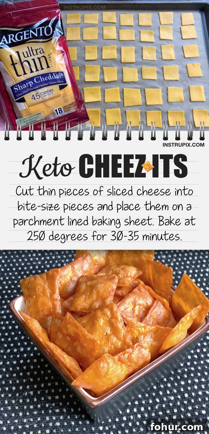 Homemade Keto Cheese Crackers (Cheez-It Style) 3 Looking for quick and easy keto snack ideas for on the go? These DIY Keto Cheez It Crackers are perfect to bring to work or school! Super crispy and yummy. Just ONE ingredient! A super simple low carb snack for diabetics and weight loss. Even kids love them! These low carb cheese crackers are perfect Keto snacks for beginners. #instrupix #ketosnacks Instrupix.com