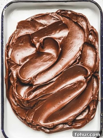 Ganache spread in a dish