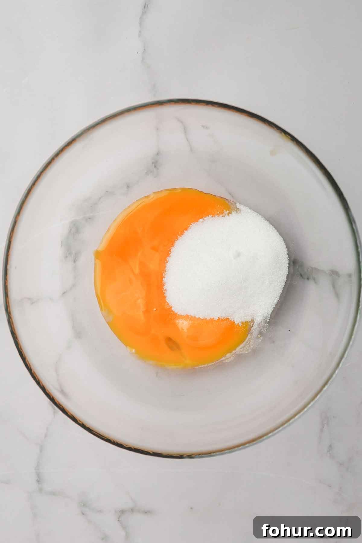 Silky Chocolate Cremeux Recipe (Chocolate Custard) 9 Bowl with egg yolks and sugar