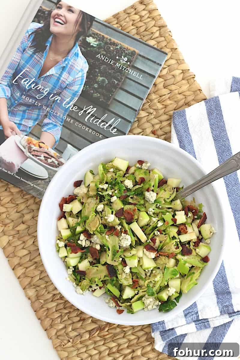 Shredded Brussels Sprouts Salad with Bacon, Apple and Gorgonzola
