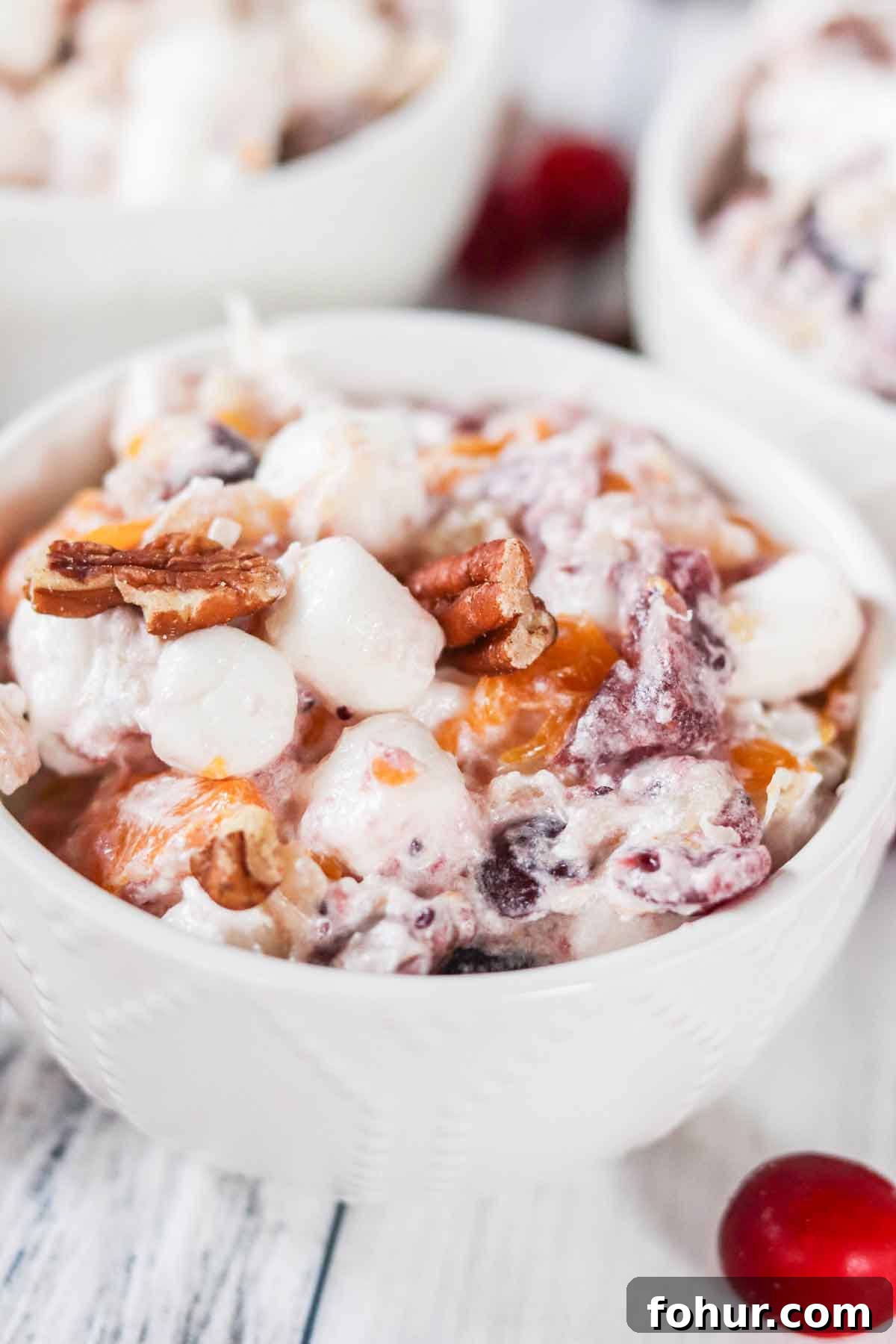 Cranberry Ambrosia Salad Close Up