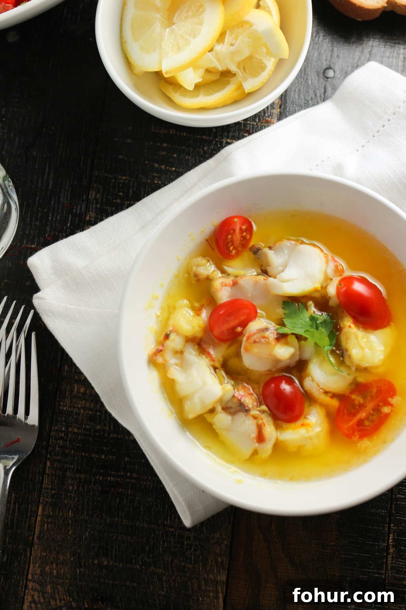 Saffron butter poached lobster