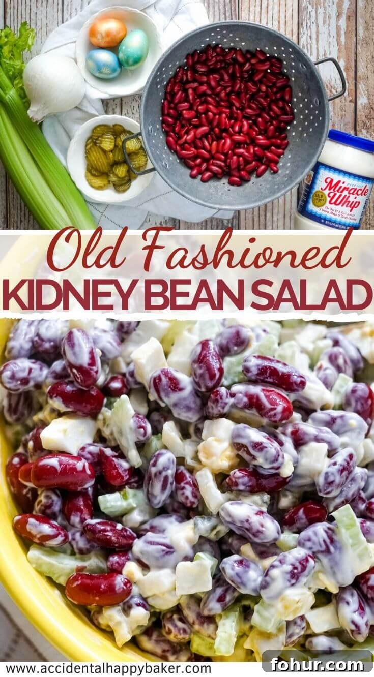 Old Fashioned Kidney Bean Salad in a bowl, colorful and ready to serve.
