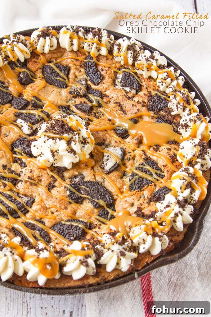 Salted Caramel Filled Oreo Chocolate Chip Skillet Cookie - Most Popular Recipes of 2015