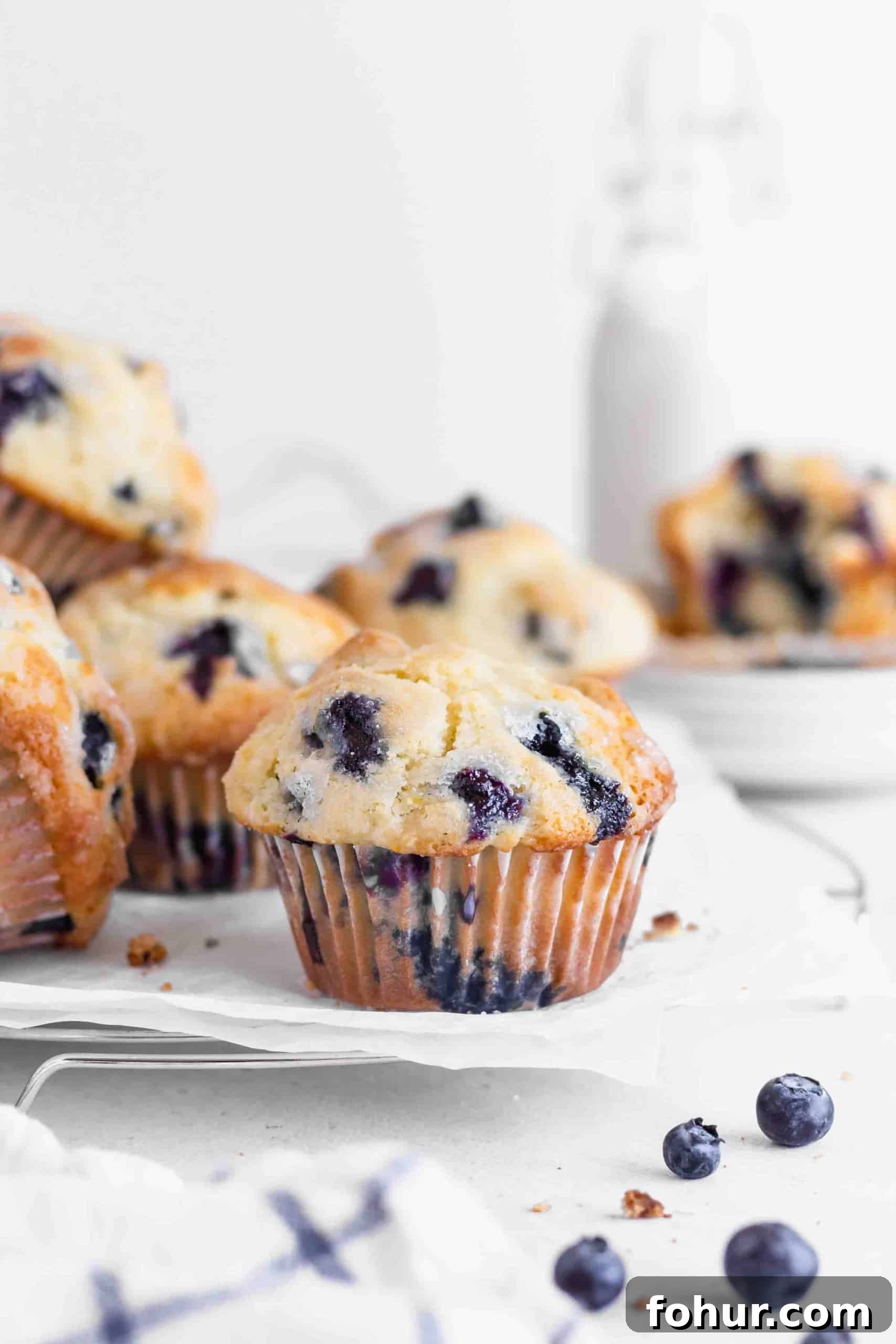 Classic Blueberry Muffins Recipe with Fresh Berries 3 Bakery style muffins