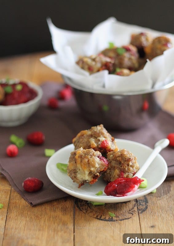 Cranberry Cheddar Sausage Bites Recipe 3 Cranberry Cheddar Sausage Bites plated