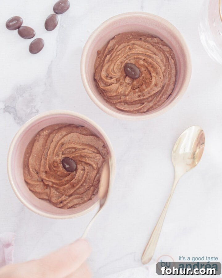 a bowl with Skinny chocolate mousse with ricotta