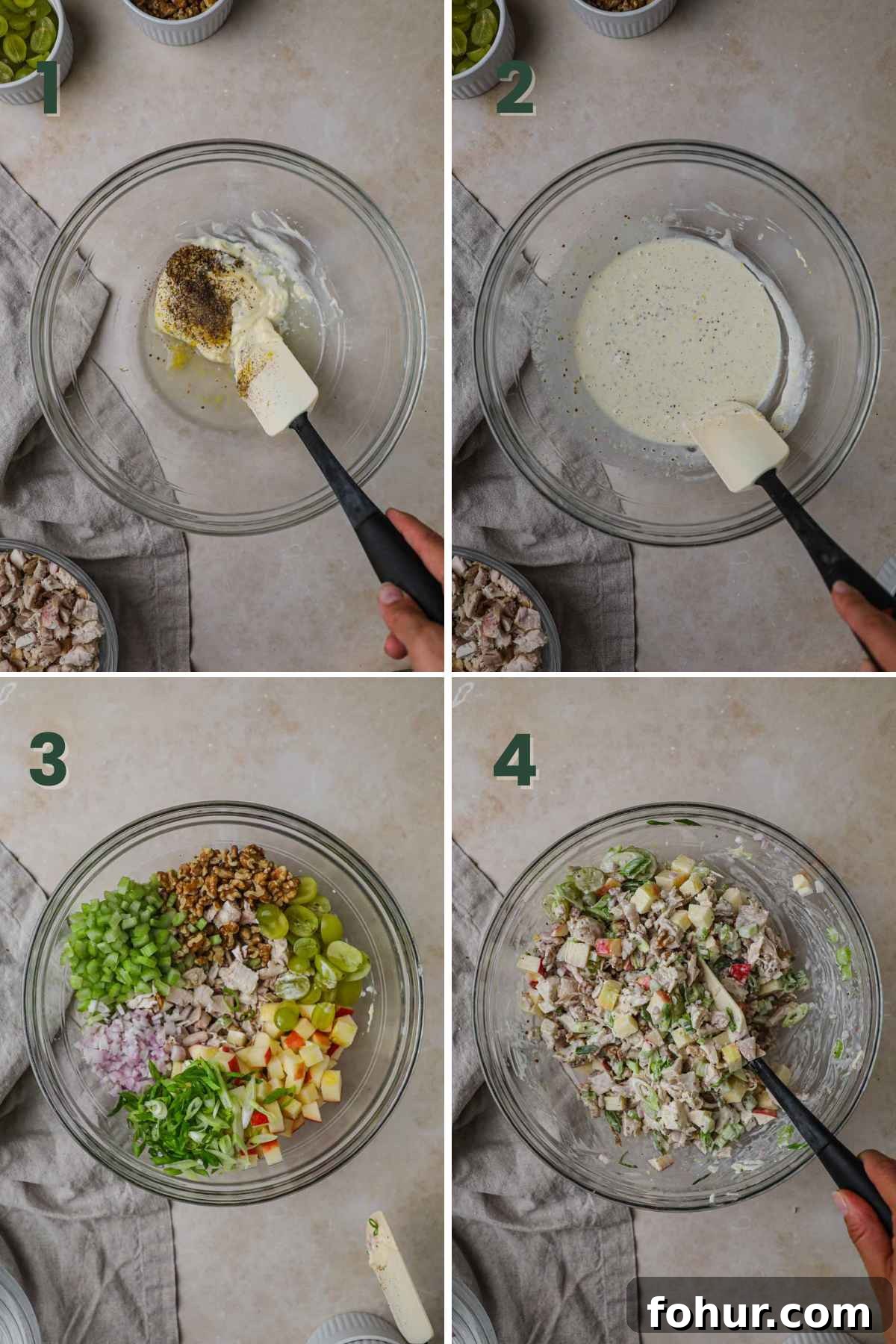 Chicken Salad Lettuce Wraps Recipe with Crisp Veggies 4 Steps to make chicken salad lettuce wrap cups, mix mayo, lemon juice and zest, dijon; toss in chicken, walnuts, grapes, apple, scallions, shallot, celery.
