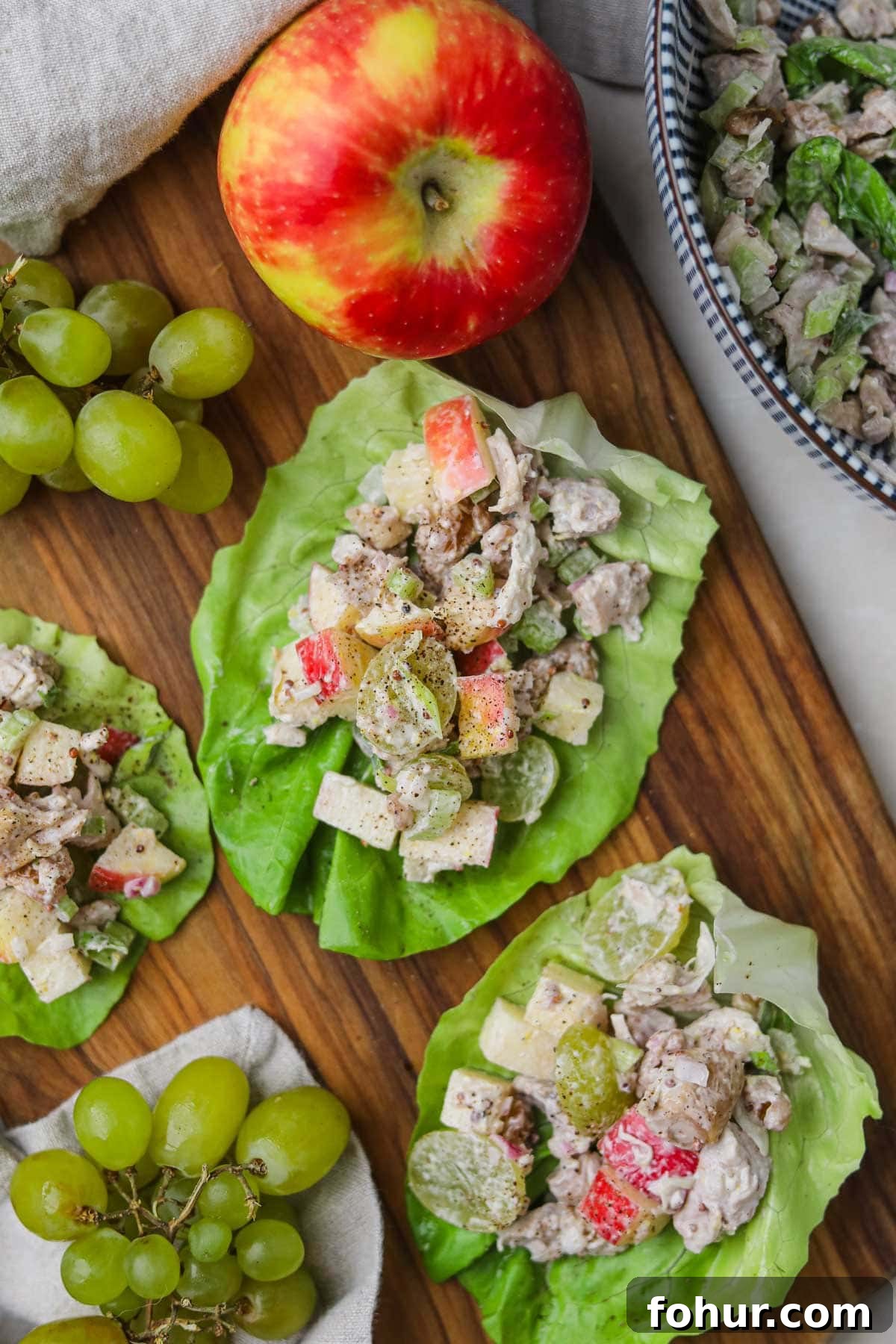 Chicken Salad Lettuce Wraps Recipe with Crisp Veggies 6 Lettuce cups filled with homemade chicken salad for a healthy, hearty lunch.
