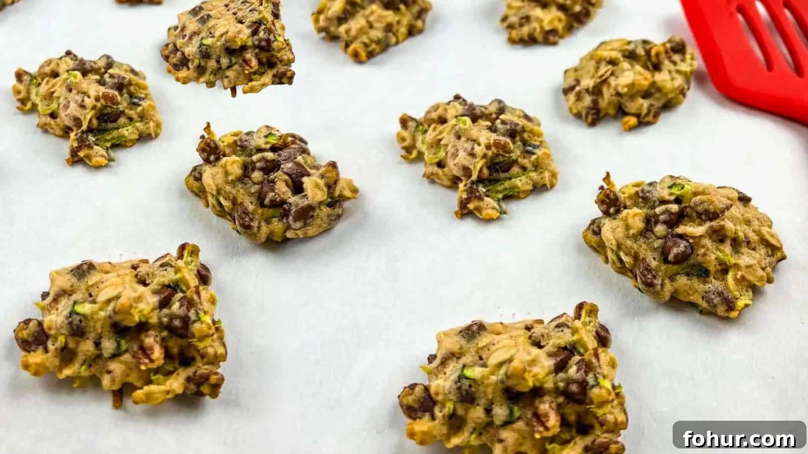 19 Cookie Recipes Even Dessert Skeptics Can't Resist 13 A batch of Zucchini cookies with chocolate & pecan on a parchment-lined baking sheet.